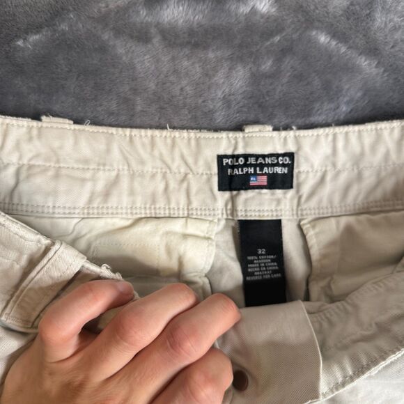 Polo Jeans Co. Ralph Lauren Cargo Short Size 32 Six Pocket Cream Color - Picture 5 of 7
